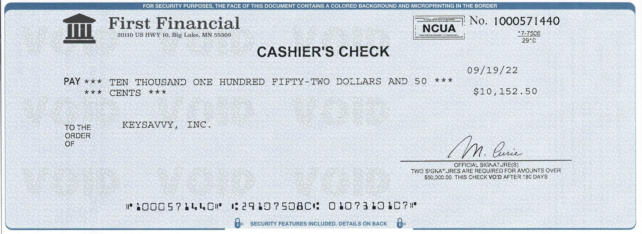 Is this cashier's check fake or real?