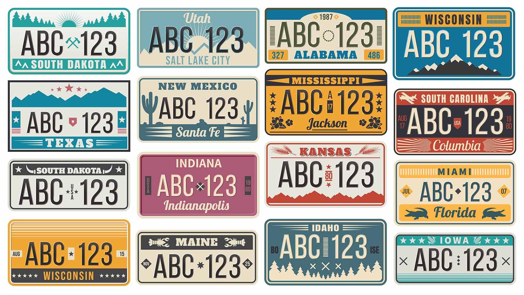 many license plates on a wall